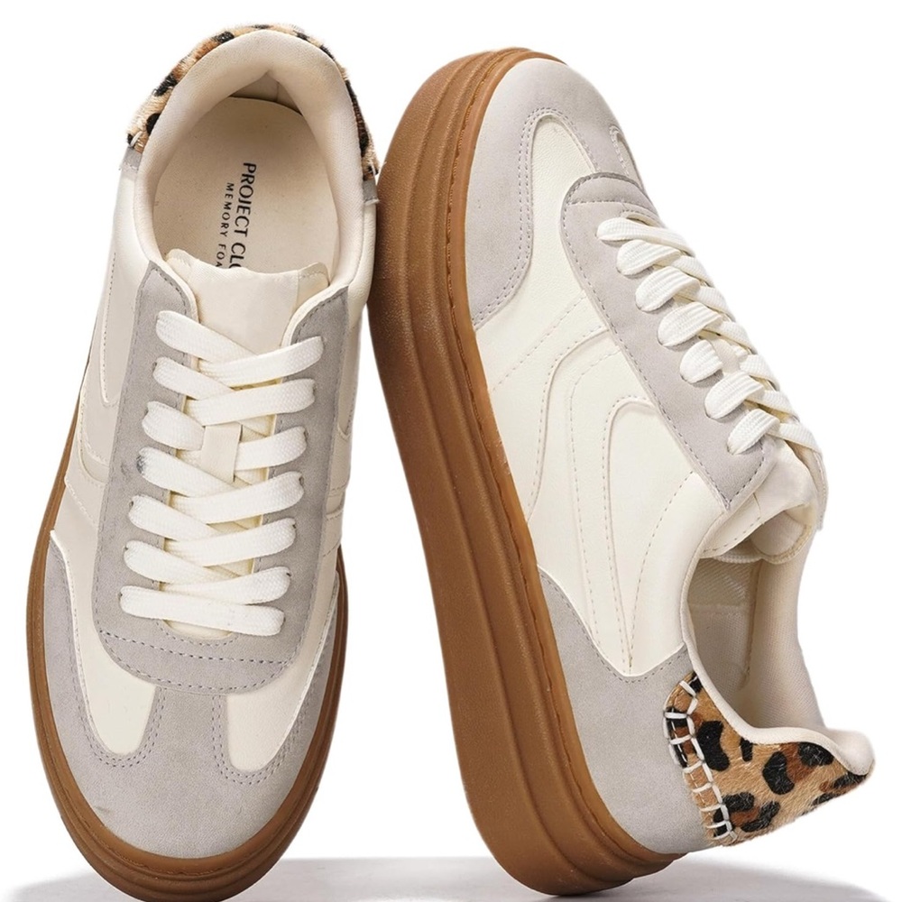 Project Cloud Leopard Accent Women's Sneakers in Cream and gray. NWOT. Size 11. - Picture 5 of 9